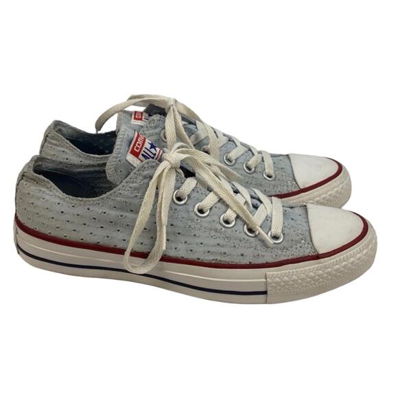 Converse Shoes - PFR CONVERSE All Star Low Top Powder Blue Eyelet Fabric Chucks Sneakers Sz 7